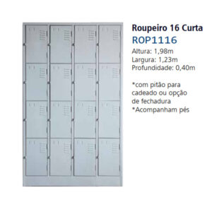 Roupeiro Aço 16 Portas Pequenas AçoE, Mod: ROP1116