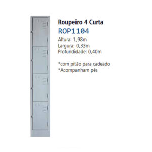 Roupeiro Aço 04 Portas Pequenas AçoE, Mod: ROP1104