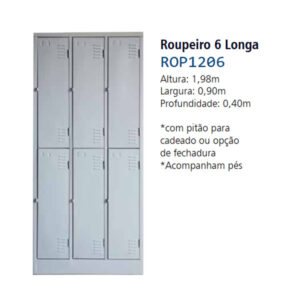 Roupeiro Aço 06 Portas Grandes AçoE, Mod: ROP1206