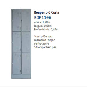 Roupeiro Aço 06 Portas Médias AçoE, Mod: ROP1106