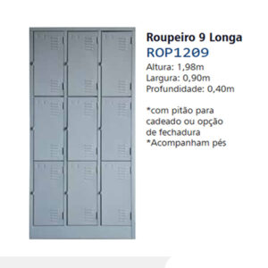Roupeiro Aço 09 Portas Médias AçoE, Mod: ROP1209